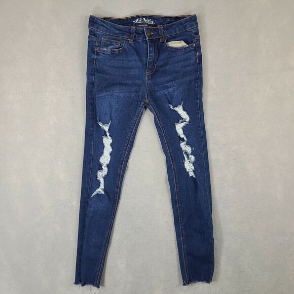 Wild Fable‎ Skinny Women's Jeans Size 2 (27x26) Distressed Raw Hem Mid Rise - Picture 1 of 10
